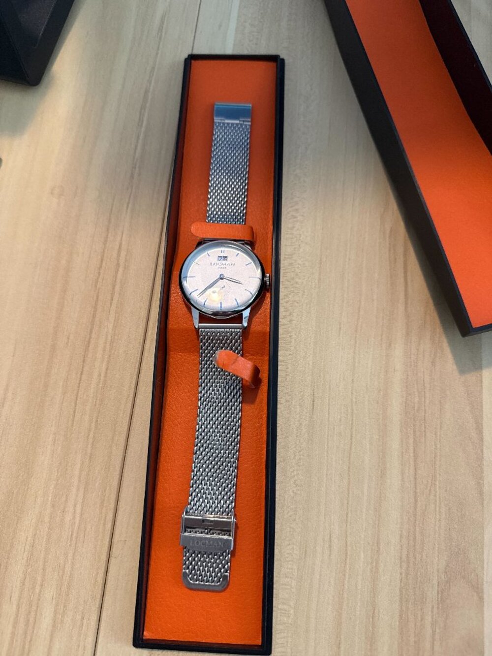Locman Italy 1960 Watch Ref 252 Milanese Mesh NOS Box Tag Steel 5ATM
